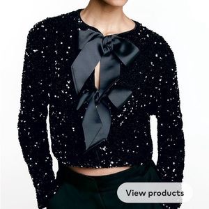 H&M Tie Front Sequined Jacket
